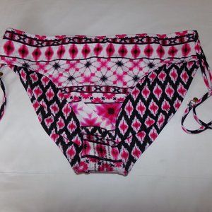 Tommy Bahama Swimsuit Bottoms Reverse Shirred Tie Bottom XL NWT $79 Pink Black